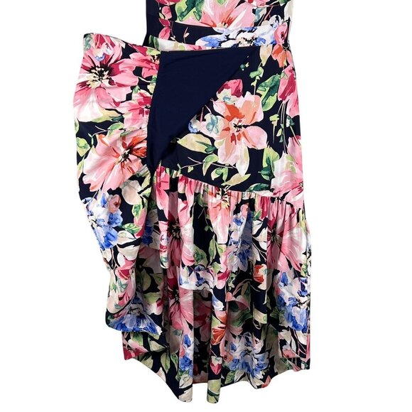 Eliza J 6 Strapless Sweetheart Bustier Floral High Low Ruffle Dress Bloomcore - Picture 11 of 16